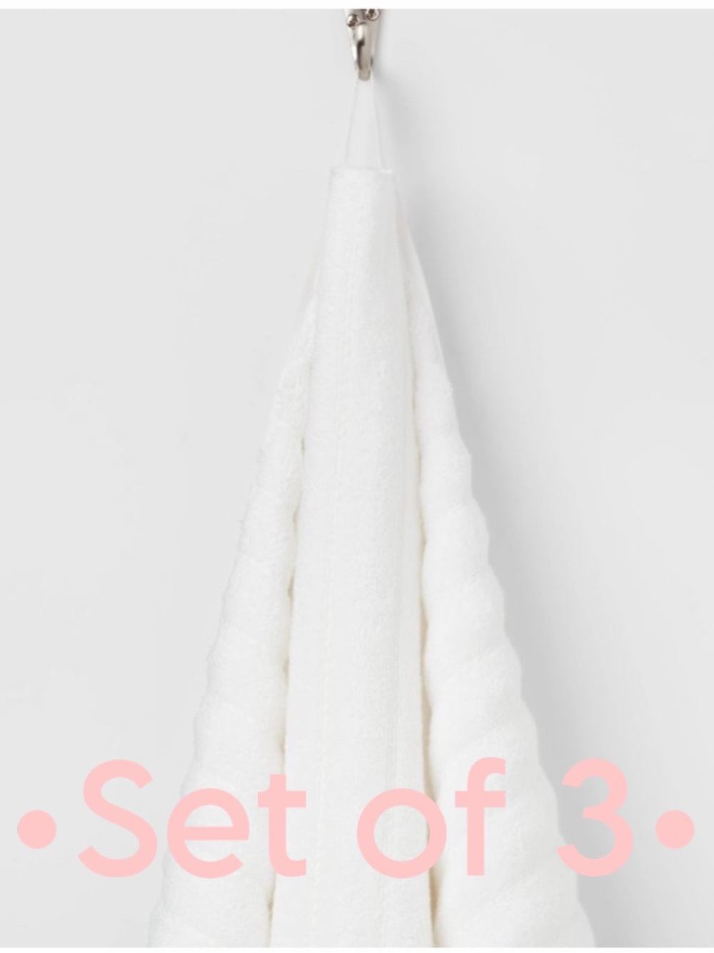 Threshold Performance Plus Oversized Bath Towel- White Striped •Set of 3•